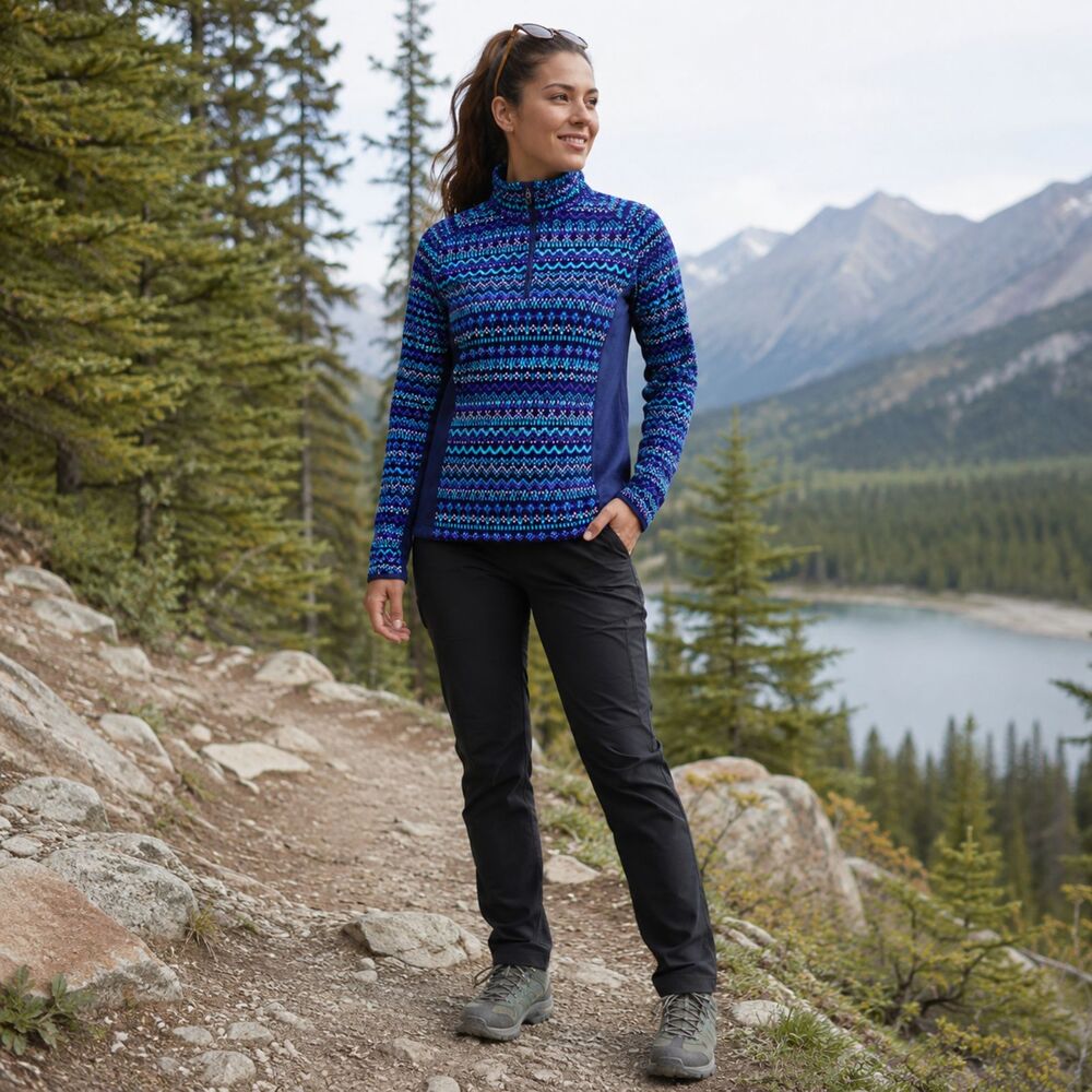Geometric Gorpcore Columbia Outdoor Fleece Camping Base Layer Outdoorsy Top